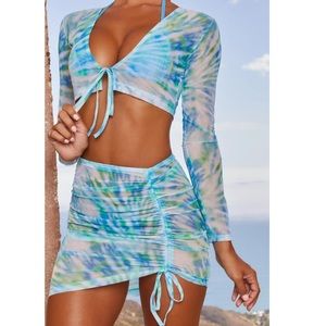 Oh Polly blue mesh tie dye set